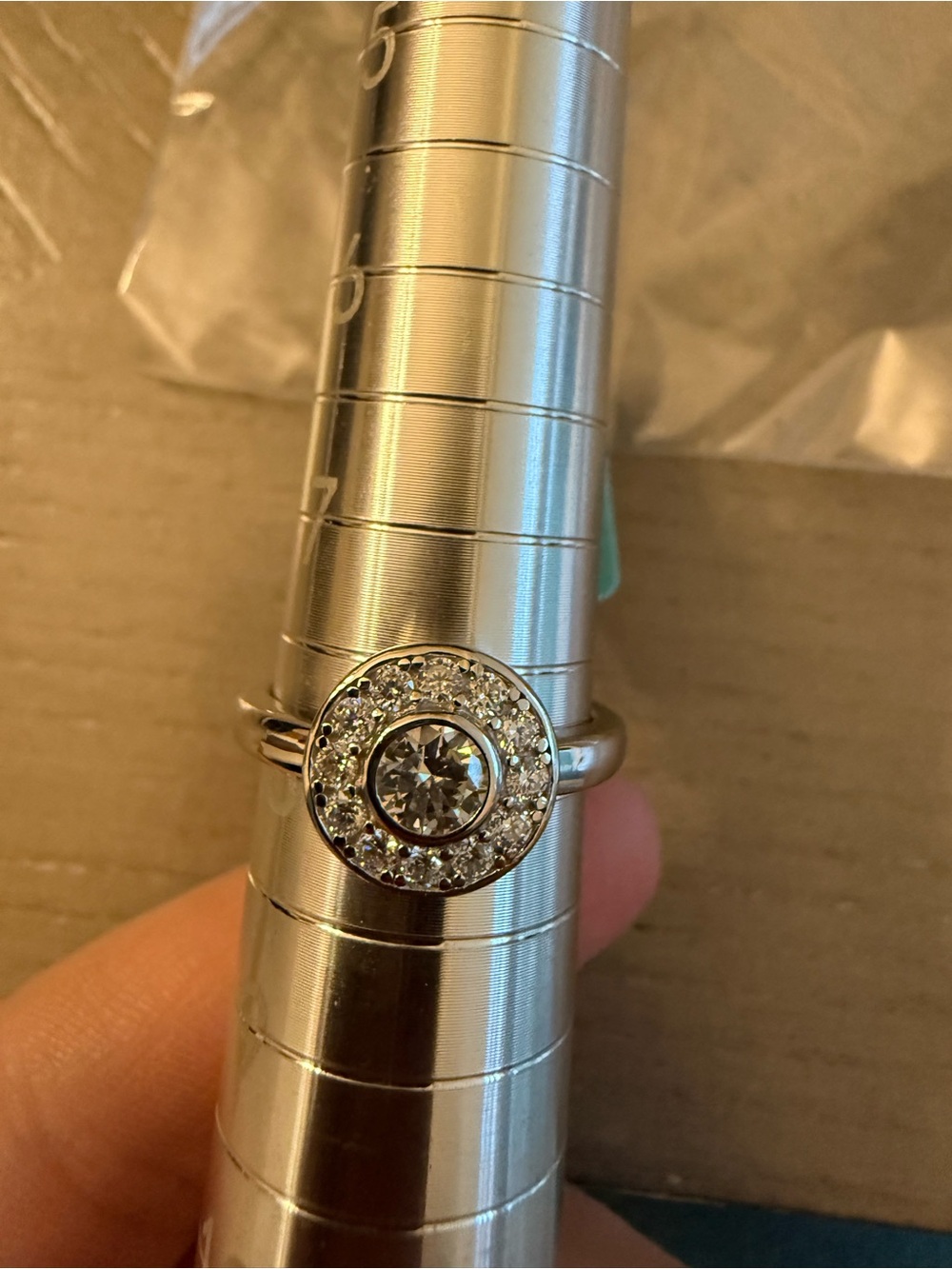 Classic Halo Round Cubic Zirconia Ring in Silver-Tone